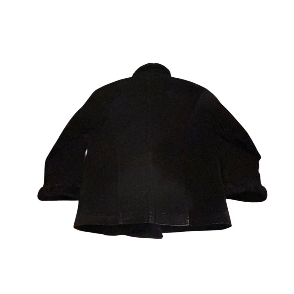 Vintage 90s Y2K Leather Black Jacket‎ PS Suede Shearling Edges Outerwear Winter